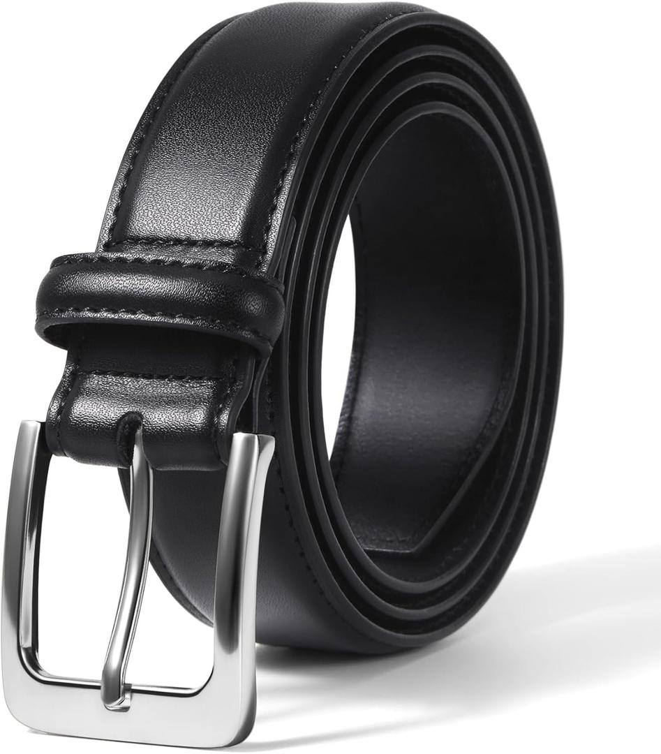 VATAN Men's Genuine Leather Dress Belts, Handmade Classic Every Day Leather Jeans Belt for Men Work Business Casual (Black, M)