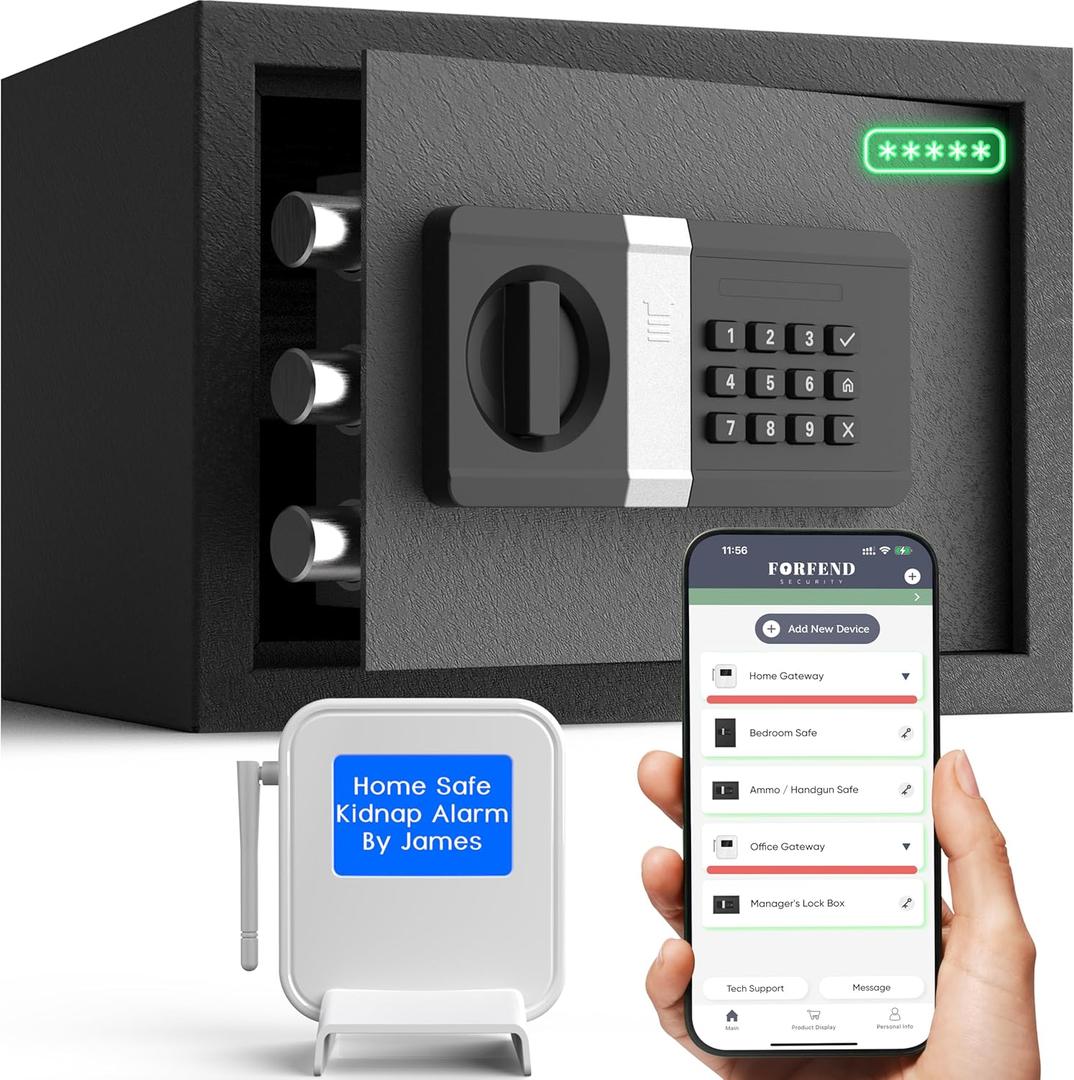 FORFEND Smart Home Safe | WiFi Safe Box App Lock/Alarm | Voice Command, Kidnap Alarm, Tamper Detect, Frozen Mode, Sub Account| Digital Safe Anti Theft (0.8 Cubic Feet)