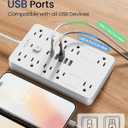 JouleLoom Surge Protector Power Strip,10 Outlets(1850W/15A/14AWG) with 6 USB Ports (2 USB C), 6 Feet Extension Cord wall Mount Power Strip, ETL Listed for Home, Dorm Room