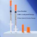 1ML 31G 1/2 Inch 12.7mm Syringe, Lab Syringes Individually Wrapped, Pack of 100
