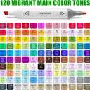 Alcohol Markers 120 Colors with Base Support, Drawing Art Markers Perfect for Students Kids and Adults Comics Sketching Illustration Artistic Creation Gift