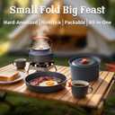 Collapsible Camping Cookware Set, Portable 4-in-1 Outdoor Camping pots and Pans Set with Nonstick Frypan, Pot, Kettle & Carry Bag, Hard-Anodized Aluminum for Camping, Hiking (2-6 Person)