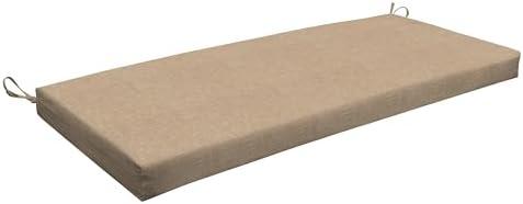 Honeycomb Outdoor Essentials Bench Cushion, 44 x 18, Hampton Texture Neutral Seat Pad for Porch Swing and Patio Furniture