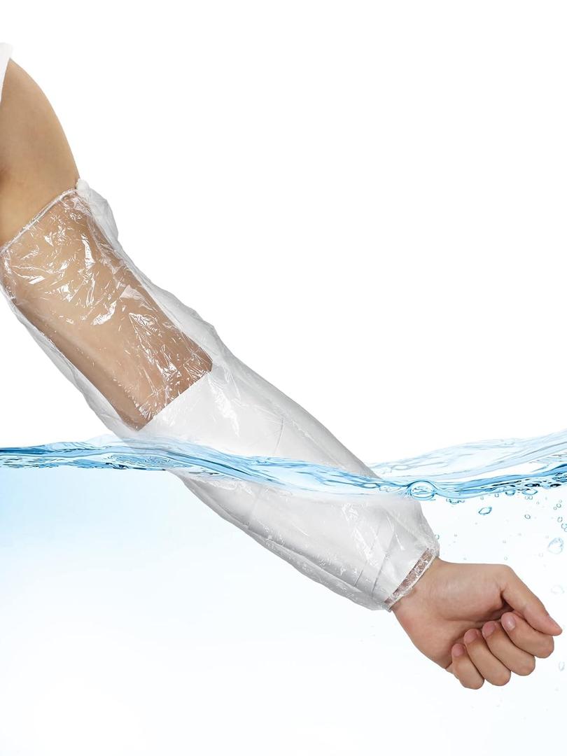 Sosation 50 Pcs Waterproof Arm Cast Cover for Shower Bath, arm Sleeve Protector, Adult Long Cast Bandage Protector Bag Covers for Shower Broken Wound Wrists Elbow (Fingerless, 18 Inch)
