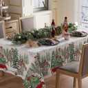 XCHI Winter Pine Trees Car Deer Christmas Tablecloth Rectangle Winter Table Cloth Washable Table Covers for Indoor Dining Home Party Xmas Decorations 60x84 Inch