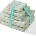 Martha Stewart - Bath Towels, Soft & Absorbent 100% Cotton Towels, Solid 500 GSM, 6-Piece Bathroom Towel Set with Textured Weave (Bedford Cottage Green)