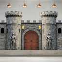 Panelee Medieval Party Decorations, Castle Backdrop Photo Prop, 10 x 6 ft Large Medieval Knight Birthday Party Decoration for Themed Birthday Supplies