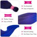 Ombre Braiding Hair Pre Stretched, Knotless Pre Stretched Braiding Hair 26 inch Black Blue Purple Ombre Braids Micro Itch Free Yaki Braiding Hair Extensions