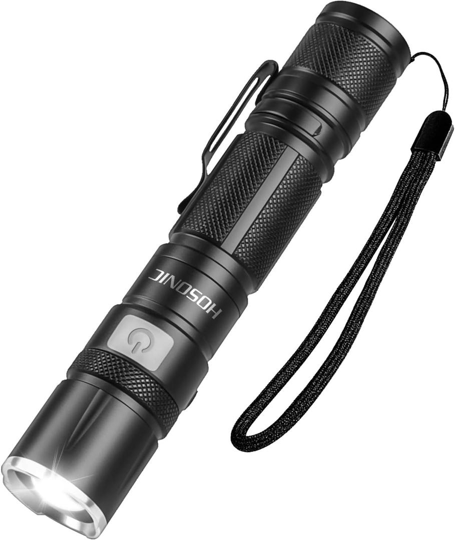 Rechargeable Flashlights, EDC Pocket Flashlight High Lumens with Clip, 5 Modes Super Bright Small Flash Light Powerful for Camping, Home, Emergencies