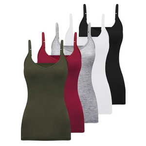 BQTQ 5 Pcs V Neck Camisole Tops for Women Spaghetti Strap Tank Top Womens Camisole Undershirt Slim Fitted Camisoles XL