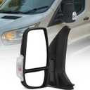 YITAMOTOR Door Mirror Left Driver Side Mirror Compatible with 2015 2016 2017 2018 2019 2020 2021 Ford Transit 150 250 350 350 HD, Power Heated Manual Folding with LED Turn Signal Light Black