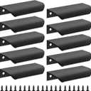 Malimali 10 Pack Black Edge Finger Pulls for Cabinets 3.15" Kitchen Cabinet Pulls Handles Drawer Pulls Modern Aluminum Concealed Tab Pulls for Closet Door, Matte Black