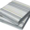 AAAAAcessories Outdoor Seat Cushions for Chairs, Waterproof, Fade-Resistant, 20" x 18" x 3", Patio Furniture Replacement Cushions, Set of 2, Ash Blue Harbor Stripe