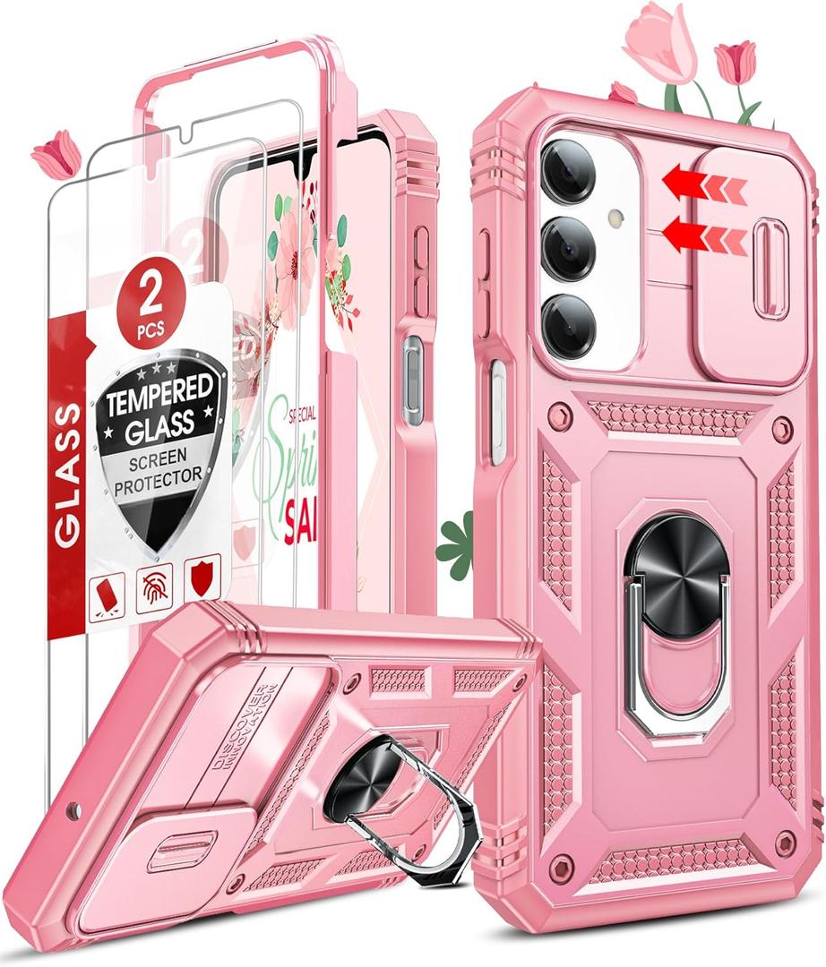 LeYi for Galaxy A17/A16-5G Phone Case: Galaxy A17 5G Case with [2X] Galaxy A16 Screen Protector & Magnetic Stand, Military-Grade Shockproof Funda para Galaxy A16/A17 4G 5G for Women Girl, Rink Pink