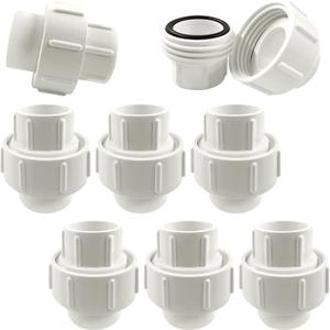 8pc PVC Union Pipe Fittings 1. Inch Heavy Duty PVC Material Leak Proof Design for Plumbing Irrigation and DIY Projects