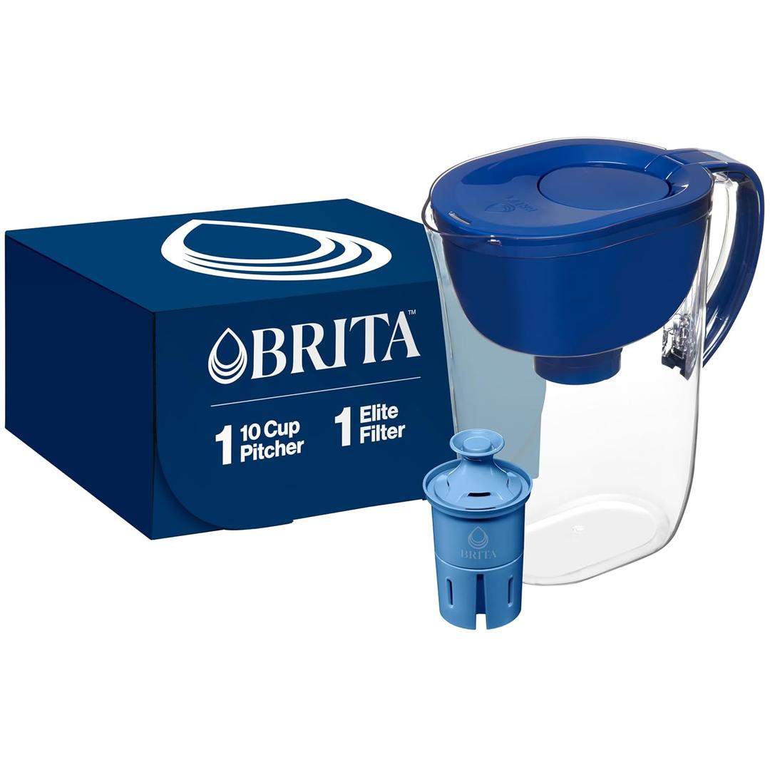 Brita Everyday Elite Water Filter Pitcher, Removes 99% of Lead, Includes 1 Filter, 10-Cup Capacity, Blue