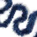 Allgala Navy Blue Tinsel Garland, 50 Feet Christmas Metallic Foil Tinsel Garland Decoration for Holiday Tree Walll Rail Home Office Event Fall Thanksgiving Decoration