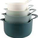 COOK WITH COLOR Nesting Plastic Mixing Bowl Set with Pour Spouts and Handles, Green, 4 Piece Non-Slip
