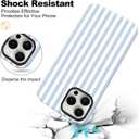 Magnetic for iPhone 13/14 Case Cute Stripes Phone Case, Shockproof Slim TPU and Hard PC Protective Phone Cover Compatible with MagSafe Designed for Women Girls, Blue and White