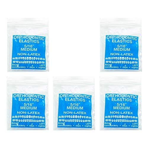 JMU Orthodontic Elastics 5/16 Inch Medium 4.5oz 500 pack Intraoral Rubber Bands Latex Free Dental Rubber Bands Made in USA