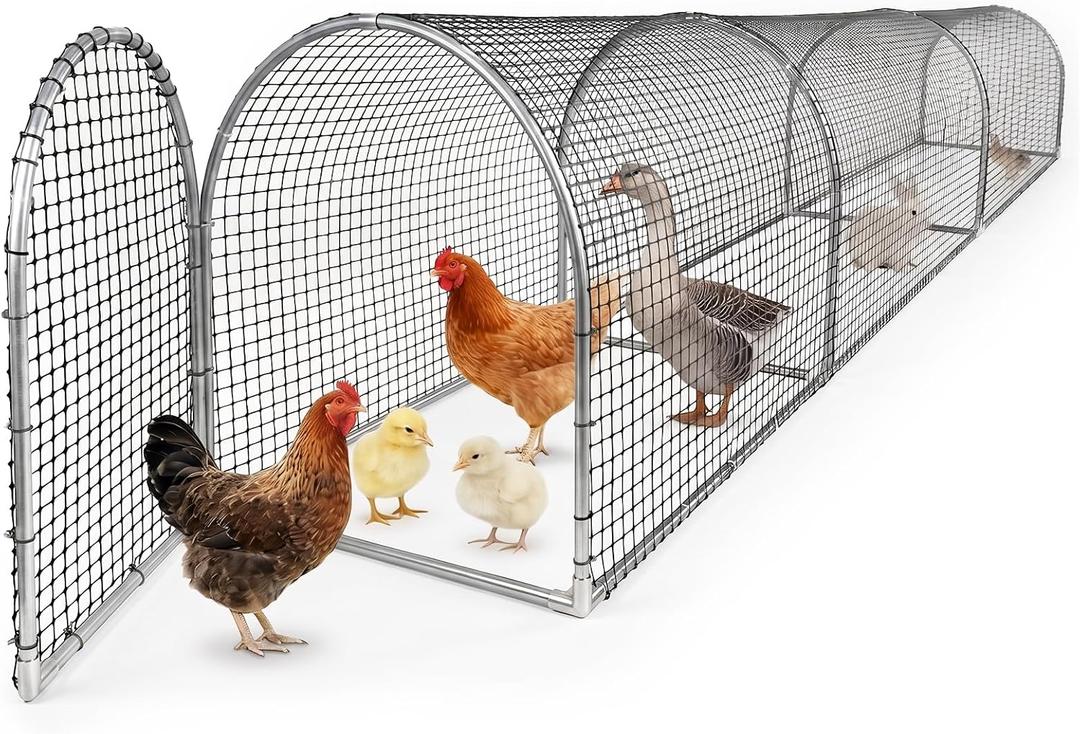 Chicken Run Tunnel Metal Chicken Pen Outdoor Poultry Cage | Galvanized metal chicken enclosure, portable chicken run extension, outdoor rabbit enclosure for poultry small animals