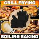 Heat Resistant Gloves Aramid Oven Gloves with Fingers for Cooking, BBQ Gloves with Cotton Lining, Non-Slip, 9.45"x3.94" Kitchen Mitts for Baking & Frying, Grilling Accessories, One Size