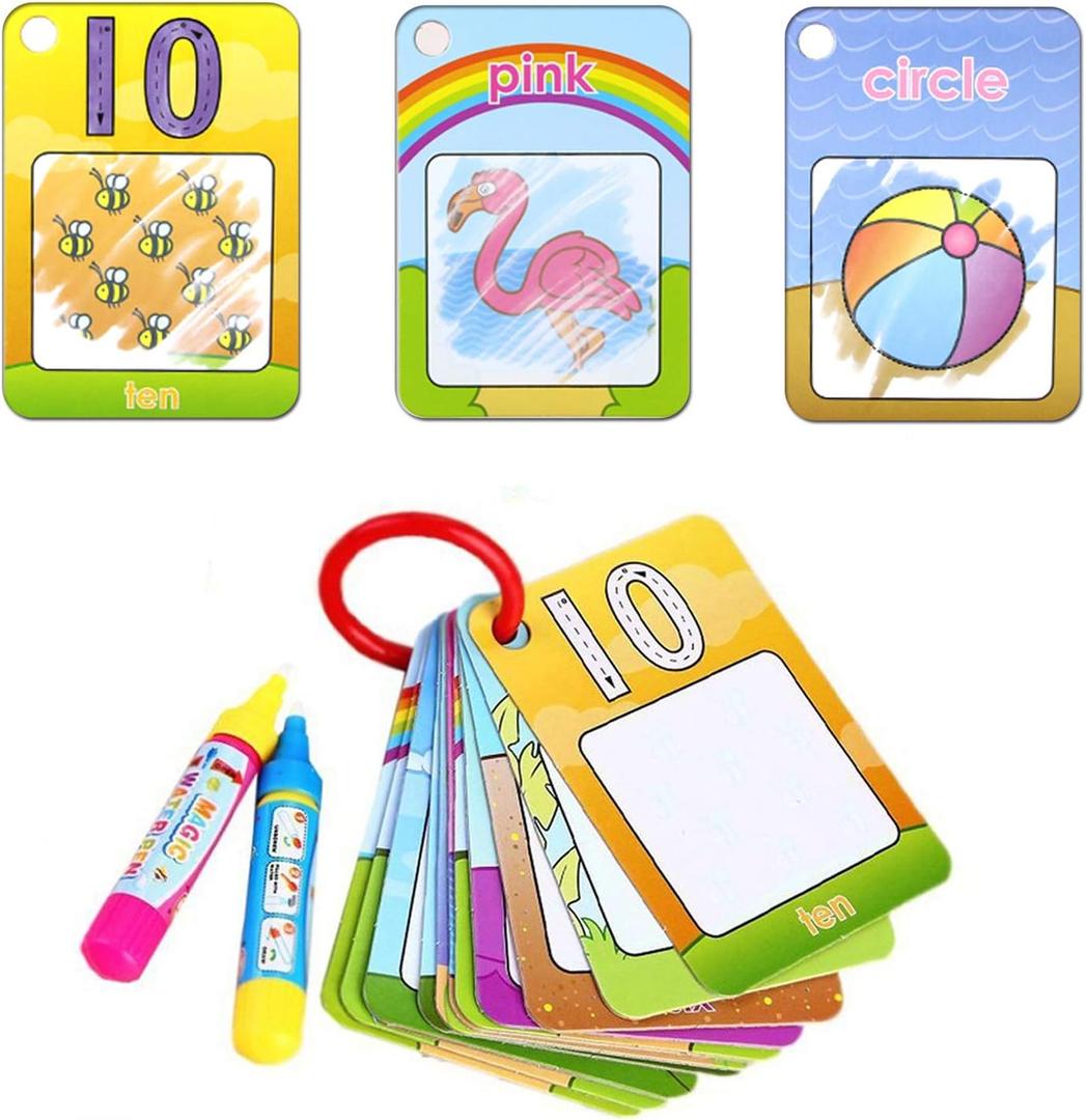 Coolplay Water Coloring Cards Learning Number Shape Color Toddler Girl Toy Water Paint Cards Airplane Activities for Kids Toy