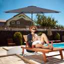 HealSmart 9ft Patio Umbrella with Push Button Tilt/Crank, Outdoor Table Market Yard Umbrella with 8 Sturdy Ribs for Garden, Backyard, Deck, Pool, Grey