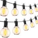 Brightown Outdoor String Lights - 2 Pack Globe Patio Lights 50 Ft with 25 G40 Shatterproof Bulbs, Waterproof Connectable Commercial Hanging Lights for Backyard Bistro Porch Cafe (Black)