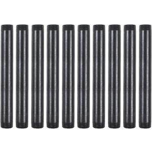 10 Pack 3/4 Inches x 8 Inches Black Malleable Steel Nipples Fitting, DIY Steampunk Industrial Vintage Style.