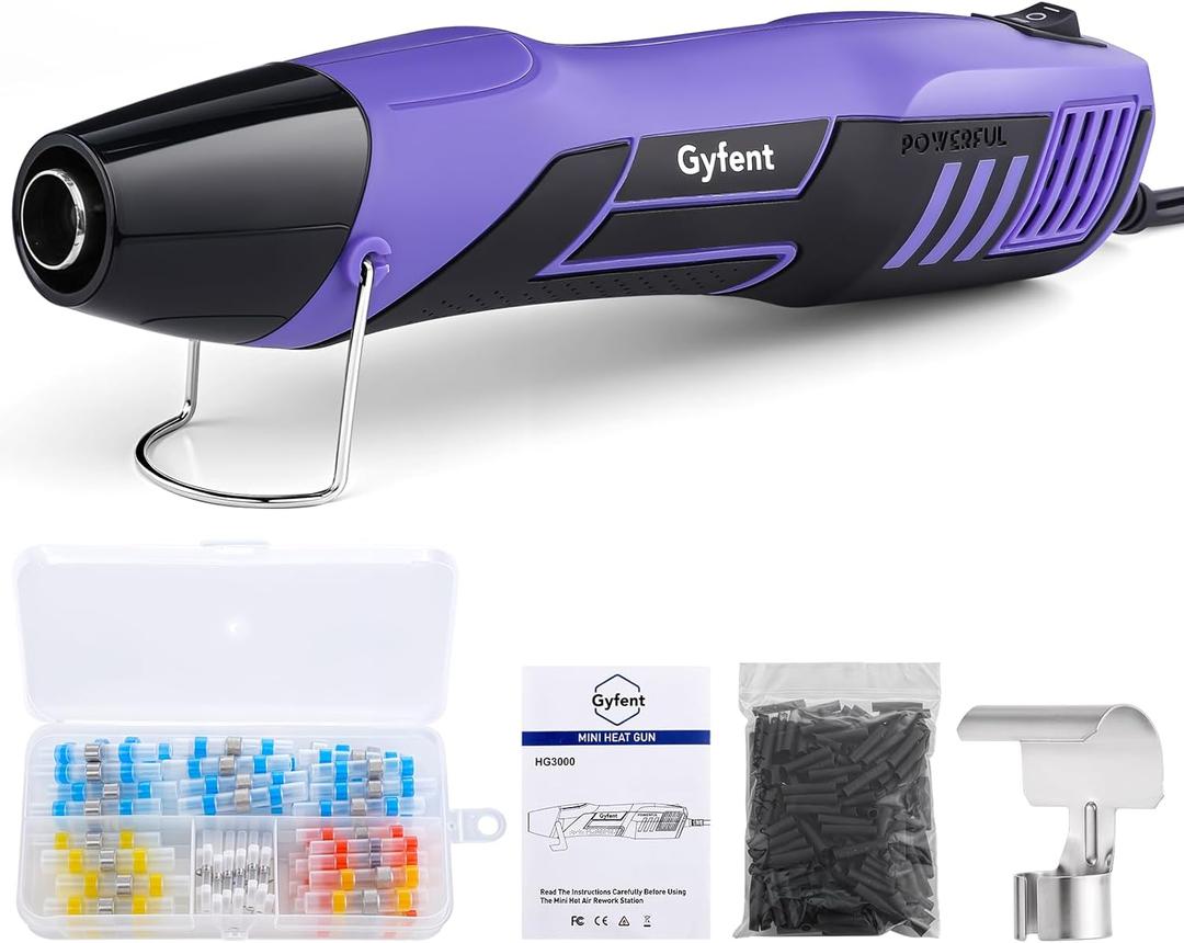 Heat Gun with 100Pcs Solder Seal Wire Connectors & 200Pcs Heat Shrink Tubing, 662F/752F(350C/400C) 350W 2-Temp Mini Heat Gun with 5Ft Power Cord for Crafting Shrink Tubing Embossing DIY