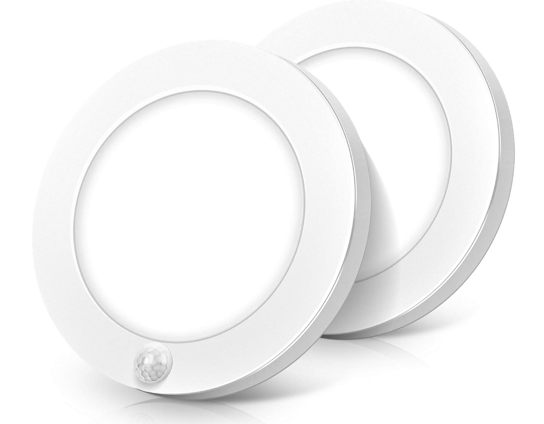 Motion Sensor LED Ceiling Light, 15W(100W Equivalent) & 1200LM, 3 Colors in 1(3000K/4000K/5000K), 7.5inch Flush Mount Lighting Fixture for Doorway, Stairway, Corridor, Pack of 2, Non-Dimmable, White