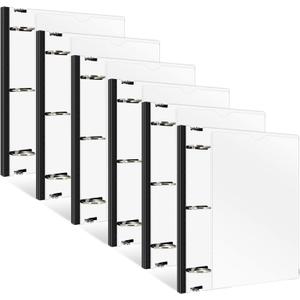 INFUN 1.5 Inch Telescoping 3 Ring Binder - 6PCS, Flexible Round Binder with Customizable Front Cover and Clear Catalog Pocket, 1.5Inch Rings, 370 Sheet Capacity-White