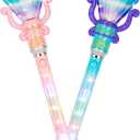 ArtCreativity Light Up Princess Wands for Kids (Set of 2, 14" Long) - Pink and Blue Fairy Wands with Spinning LEDs, Batteries Included - Light Up Wand for Girls and Boys, Perfect Pretend Play Toys