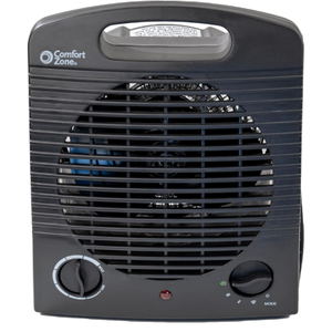 Comfort Zone Indoor Space Heater, Portable, Fan Forced, Electric, Adjustable Thermostat, Overheat Sensor, Safety Tip-Over Switch, & Stay Cool Housing, Ideal for Home, Bedroom, Office, 1,500W, CZ35EBK