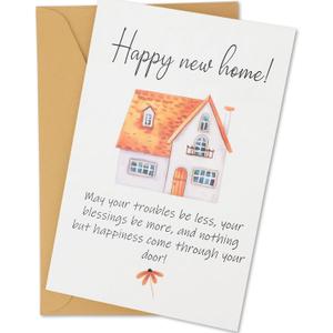 3 x Happy New Home Card, 8.07x5.31in Funny Housewarming Greeting Card, Congratulations on Your New House Warming Card with Envelope, Welcome New Apartment Card, New Home Card Gift