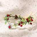 Bubbmi Flower Crown Headband with Red Berry, Elf Fairy Cosplay Forehead Headpiece with for Wedding Festival Masquerade Party Women Girls (FC1587hongguonew)