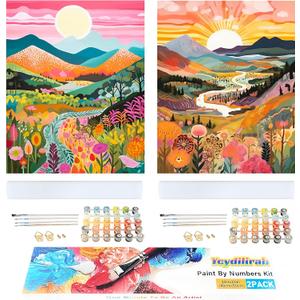 Ycydilirab 2 Pack Landscape Adult Paint by Number Kits on Canvas(with Gifts Box)-Painting by Numbers Landscape,Paint by Number Canvas for Adults Perfect for Gifts Home Wall Decor(40x50cm)