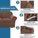H.VERSAILTEX Modern Velvet Plush 4 Piece High Stretch Sofa Slipcover Sofa Cover Furniture Protector Form Fit Luxury Velvet Sofa Cover for 3 Cushion Couch Width Up to 90 Inch (Sofa, Caramel Cafe)