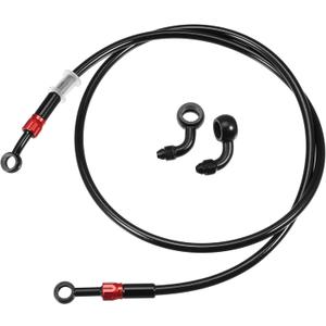 X AUTOHAUX Brake Hose AN3 28 90 Degree M10 Motorcycle Hydraulic Brake Line Oil Hose Pipe Fitting for ATV Motorcycle Motocross Racing Bike 120cm Black 1Set