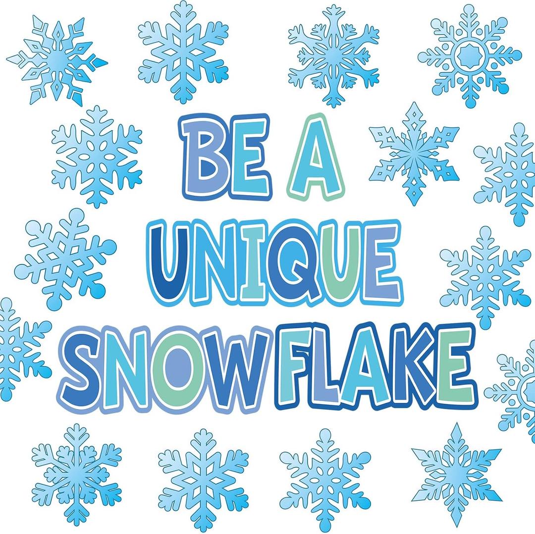 TaoBary 70 Pcs Winter Snowflake Bulletin Board Decoration Set Holiday Snowflake Paper Cutout Decor for DIY January Bulletin Board School Classroom Home Door Wall