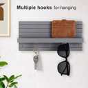 Lwenki Decorative Key Holder for Wall with Shelf, Entryway Shelf with Hooks Holds Leashes, Jackets and Glasses Sturdy Wood Keyholder Entrance Hanger with Mounting Hardware (Gray, Medium)