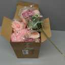 Geosar 8 Bundles Artificial Peonies Flowers Fake Silk Peony Bouquet Faux Peonies Flowers Bulk for Decoration Vase Floral Arrangements Wedding Party Table (Russet Red,Light Pink)