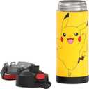 THERMOS FUNTAINER 16 Ounce Stainless Steel Vacuum Insulated Bottle with Wide Spout Lid, Pokemon