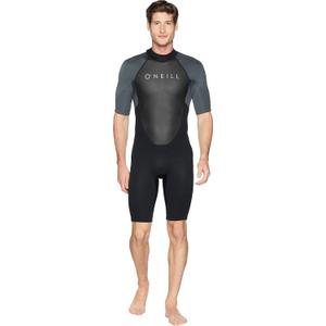 O'Neill Men's Reactor-2 2mm Back Zip Short Sleeve Spring Wetsuit, Black/Graphite, M