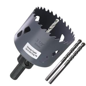 PLG2SUPT 3-1/2” 89mm Inch Carbide Hole Saw Cutter Multi-Purpose Hole Saw Bit for Hardy Plank MDF Air Brick Nail Embedded Wood 2.36” Depth Up to 30X More Cuts
