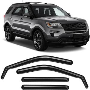 in-Channel Rain Guards Fit for Ford Explorer 2011-2019 Black Extra Durable Shatterproof Side Window Deflectors, Vent Window Visors, Wind Deflectors - 4 PCS