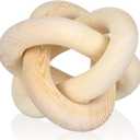 3 Link Wood Knot Decor Rustic Home Dcor Accents Hand Carved Coffee Table Decoration, Boho Chain Link Decoration, Modern Shelf, Rustic Objects for Home Living Room Bedroom(Natural)