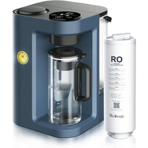Bluevua RO100ROPOT-Lite(UV) Countertop Reverse Osmosis Water Filter System, 7-Stage Purification with UV and Remineralization, 3:1 Pure to Drain, Portable Water Purifier (Blue)