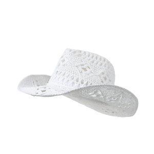 EOZY Men & Women's Summer Cowboy Cowgirl Straw Hat Hollow Out Woven Roll Up Wide Brim Hat